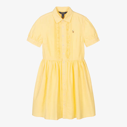 Polo Ralph Lauren-Teen Girls Yellow Cotton Shirt Dress | Childrensalon