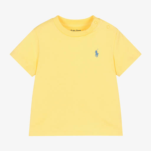 Ralph Lauren-Yellow Cotton Jersey Baby T-Shirt | Childrensalon