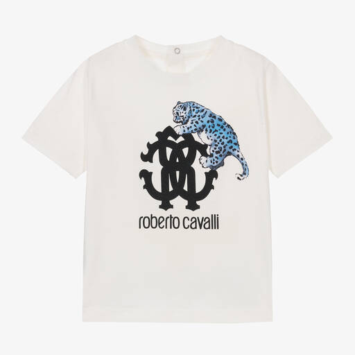 Roberto Cavalli-Boys Ivory Cotton T-Shirt | Childrensalon