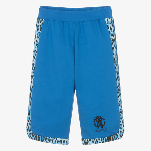 Roberto Cavalli-Teen Boys Blue Cotton Jaguar Shorts | Childrensalon
