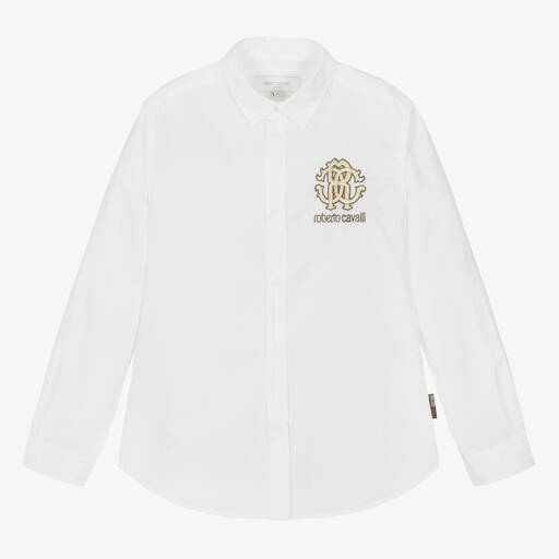 Roberto Cavalli-Teen Boys White RC Monogram Cotton Shirt | Childrensalon