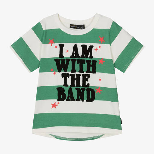 Rock Your Baby-Boys Green & Ivory Striped Cotton T-Shirt | Childrensalon