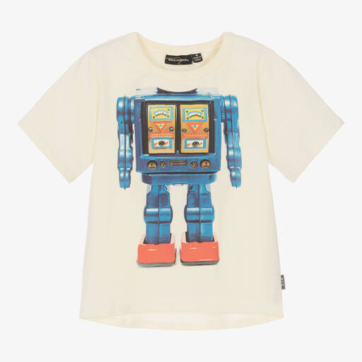 Rock Your Baby-Boys Ivory Robot Cotton T-Shirt | Childrensalon
