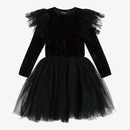 Rock Your Baby-Girls Black Velour & Tulle Dress | Childrensalon