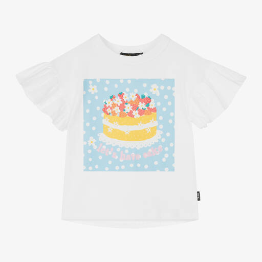 Rock Your Baby-Girls Ivory Cotton Let's Have Cake T-Shirt | Childrensalon