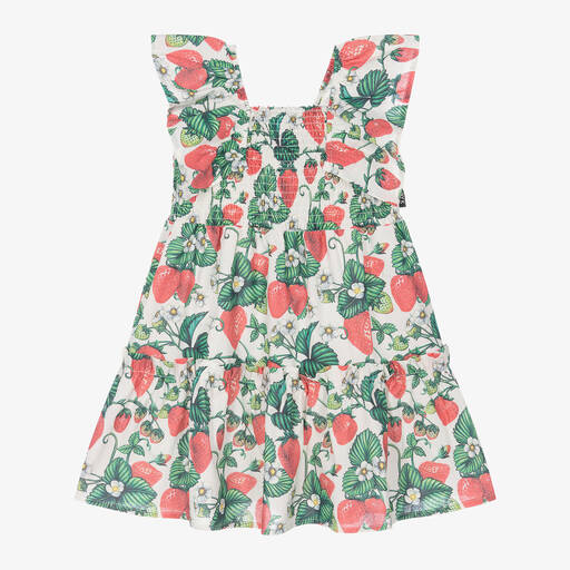 Rock Your Baby-Girls Ivory Cotton Maletto Strawberry Dress | Childrensalon