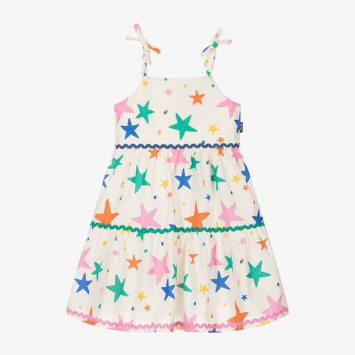 Rock Your Baby-Girls Ivory Cotton Stars Tiered Dress | Childrensalon