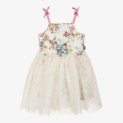 Rock Your Baby-Girls Ivory Cotton & Tulle Floral Dress | Childrensalon