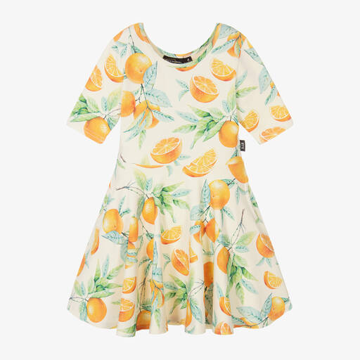 Rock Your Baby-Girls Ivory Cotton Valencia Orange Dress | Childrensalon