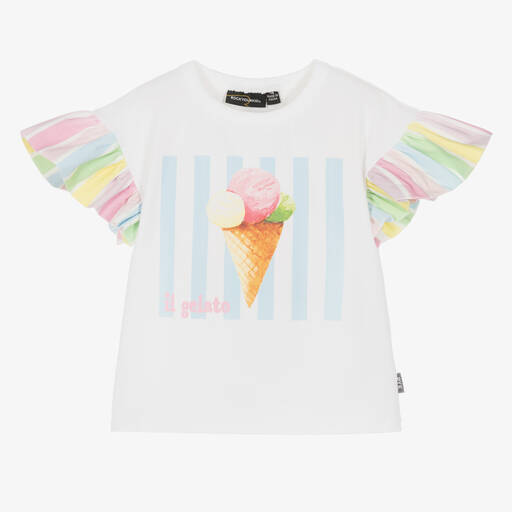 Rock Your Baby-Girls Ivory Ice Cream Cotton T-Shirt | Childrensalon
