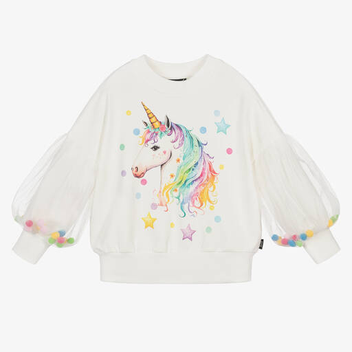 Rock Your Baby-Girls Ivory Unicorn Cotton Sweatshirt | Childrensalon