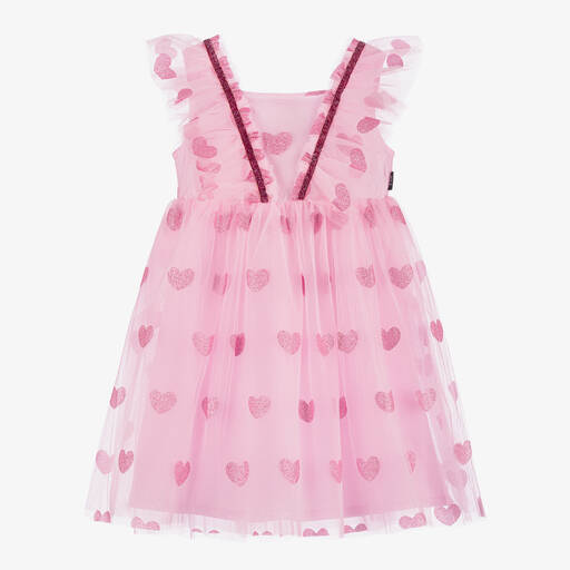 Rock Your Baby-Girls Pink Glittery Heart Tulle Dress | Childrensalon