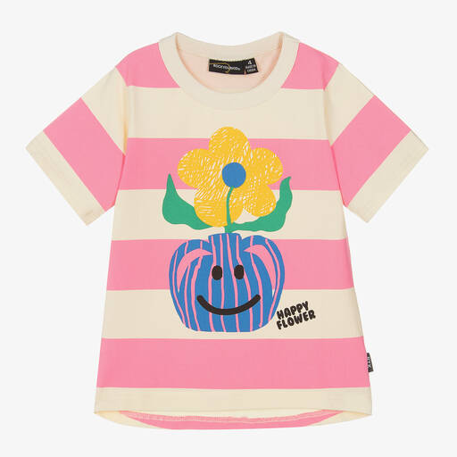 Rock Your Baby-Girls Pink Striped Flower T-Shirt | Childrensalon