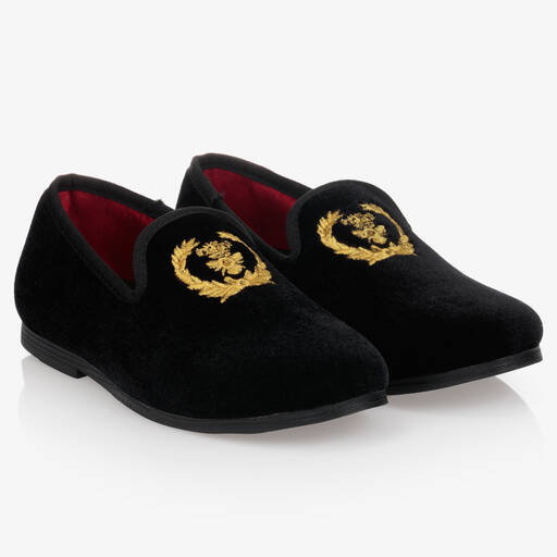 Romano-حذاء سليب-اون مخمل لون أسود للأولاد | Childrensalon