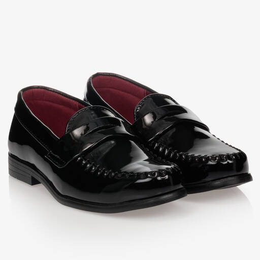 Romano-حذاء لوفر جلد صناعي لامع  لون أسود للأولاد | Childrensalon
