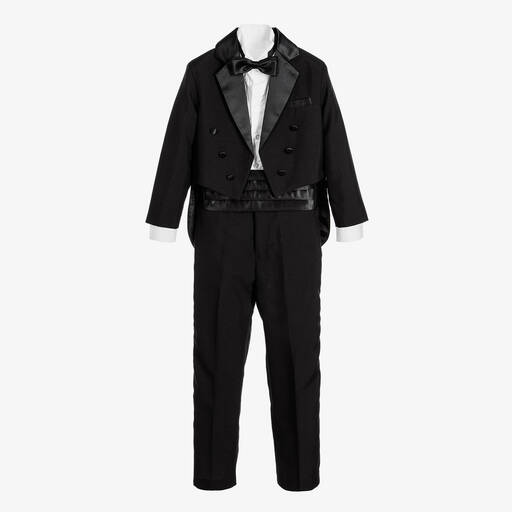Romano-Boys Black Tuxedo Suit | Childrensalon