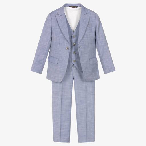 Romano-Boys Blue Twill Suit | Childrensalon
