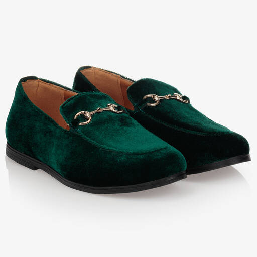 Romano-حذاء لوفر مخمل لون أخضر للأولاد | Childrensalon