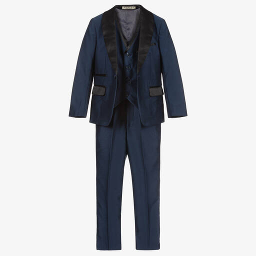 Romano-Boys Navy Blue Satin Suit  | Childrensalon