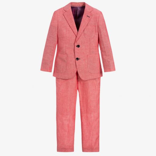 Romano-Boys Red Linen Suit | Childrensalon