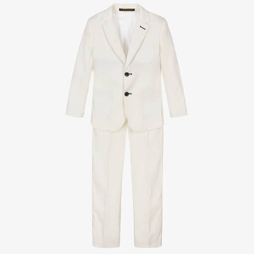 Romano-Boys White Linen & Cotton Suit | Childrensalon