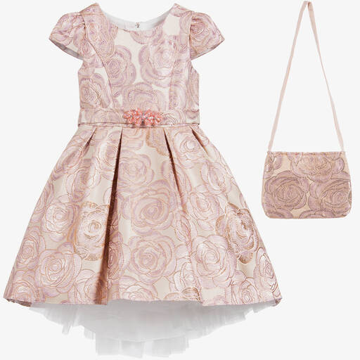 Romano-Girls Pink Brocade Dress Set | Childrensalon