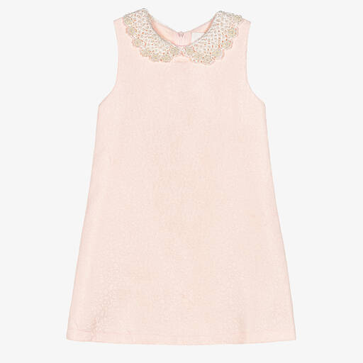 Romano-Розовое платье с расшитым жемчугом воротником для девочек | Childrensalon