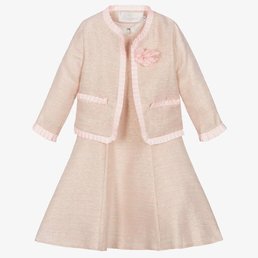 Romano-Серебристо-розовый комплект с платьем для девочек | Childrensalon