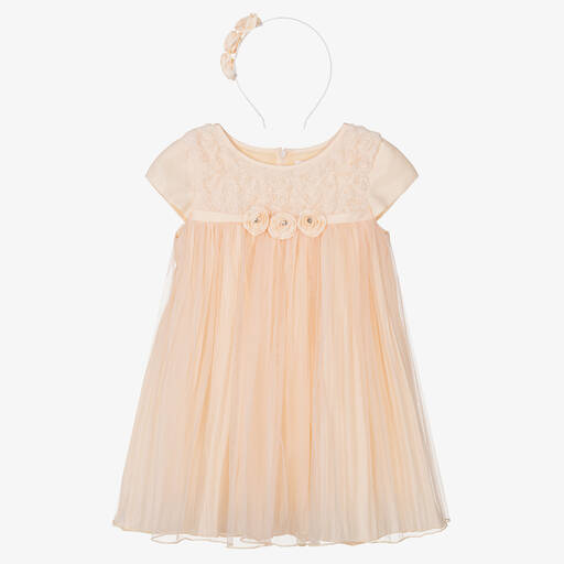 Romano-Розовое платье из тюля с ободком для девочек | Childrensalon