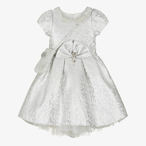 Romano-Silberfarbenes Jacquard-Kleid & Tasche | Childrensalon