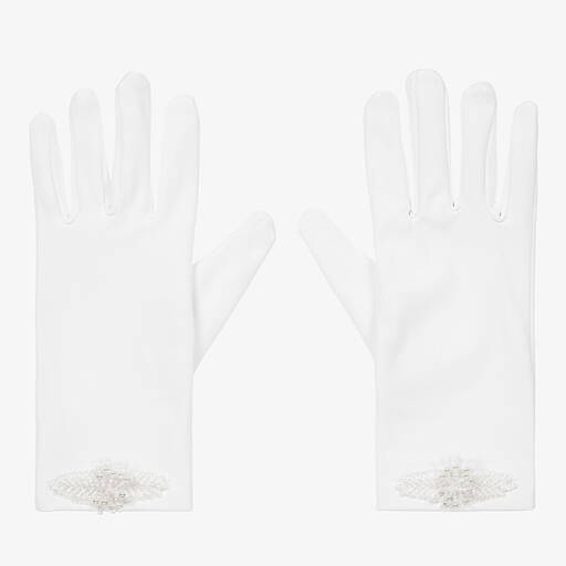 Romano-Girls White Beaded Gloves | Childrensalon