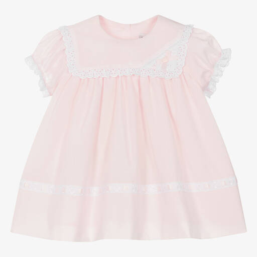Sarah Louise-Baby Girls Pink Bib Collar Dress | Childrensalon