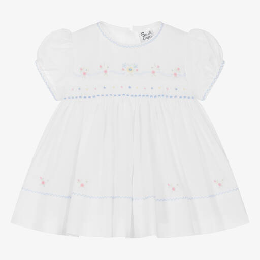 Sarah Louise-Baby Girls White Hand-Smocked Dress | Childrensalon