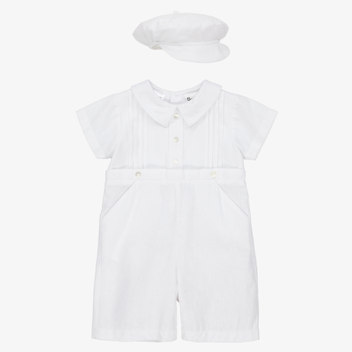 Sarah Louise-Baby White Linen Shortie Set | Childrensalon