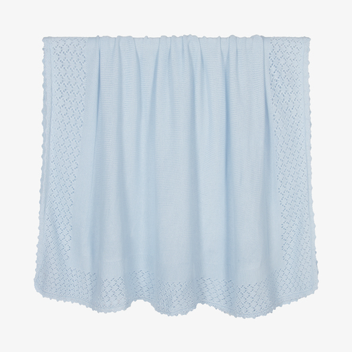 Sarah Louise-Blue Knitted Blanket (124cm) | Childrensalon