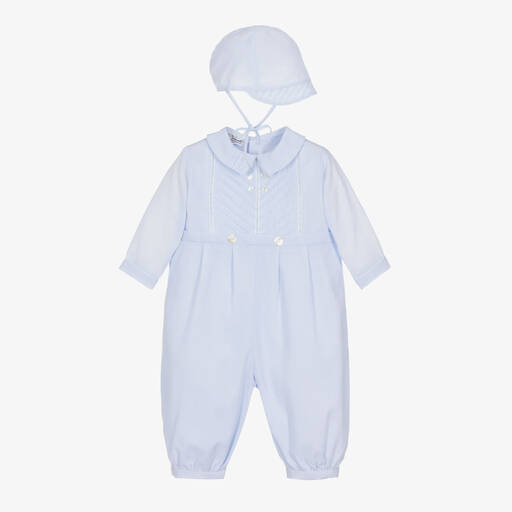 Sarah Louise-Boys Blue Cotton Babysuit Set | Childrensalon