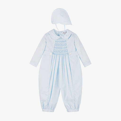 Sarah Louise-Boys Blue Smocked Babysuit Set | Childrensalon