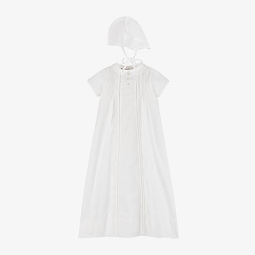 Sarah Louise-Boys White Embroidered Cotton Ceremony Gown | Childrensalon