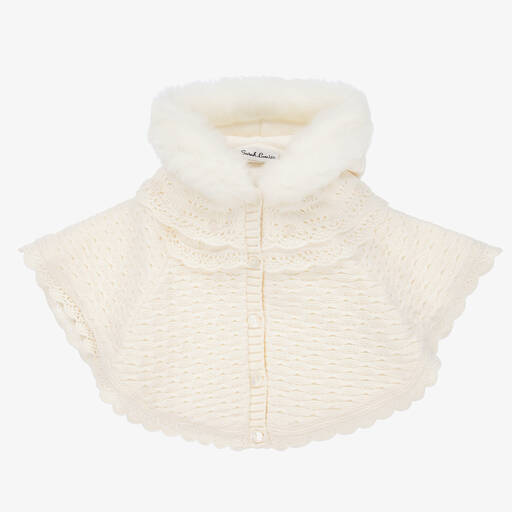 Sarah Louise-Girls Ivory Knitted Cape | Childrensalon