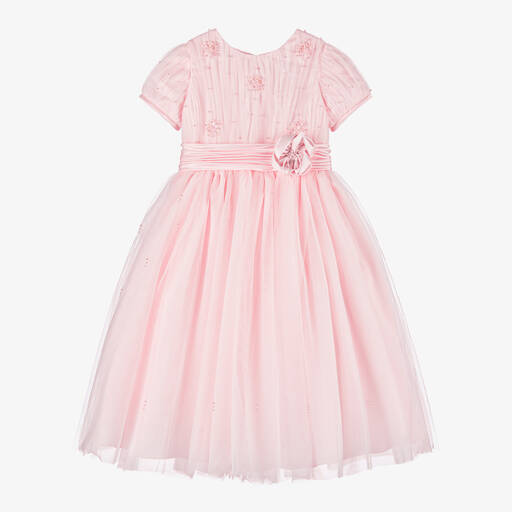 Sarah Louise-Girls Pink Beaded Tulle Dress | Childrensalon