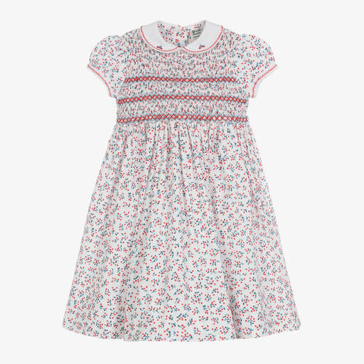 Sarah Louise-Girls Red & White Berries Smocked Dress | Childrensalon