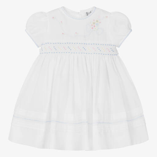 Sarah Louise-Girls White Hand-Smocked Dress | Childrensalon