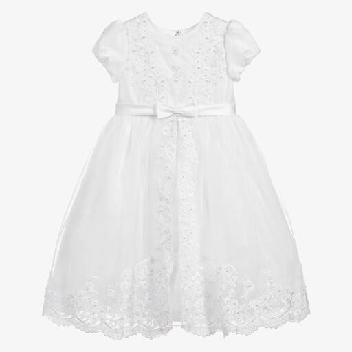 Sarah Louise-Белое кружевное платье с жемчужинами | Childrensalon