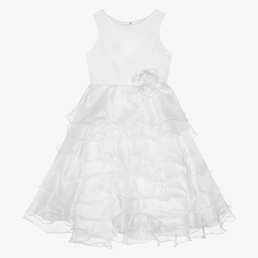 Sarah Louise-Girls White Ruffle Dress | Childrensalon