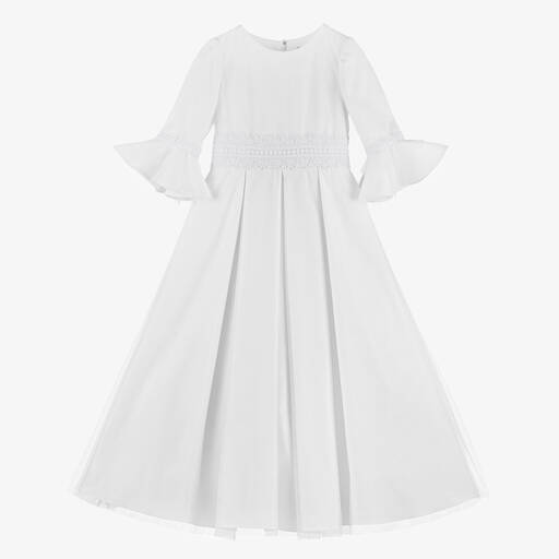 Sarah Louise-Girls White Tulle & Lace Dress | Childrensalon