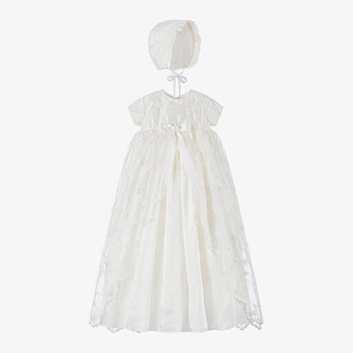 Sarah Louise-Крестильный комплект с платьем из кремового шелка | Childrensalon