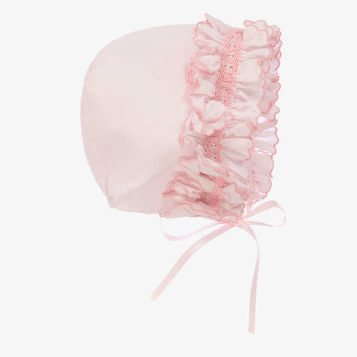 Sarah Louise-Pale Pink Smocked Baby Bonnet  | Childrensalon