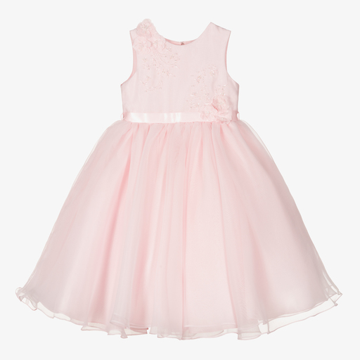 Sarah Louise-Pink Tulle Beaded Occasion Dress | Childrensalon