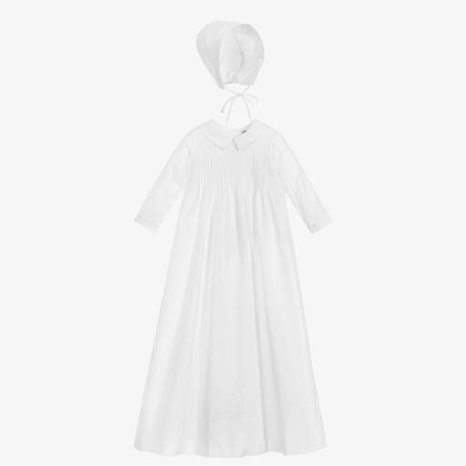 Sarah Louise-Крестильное платье и чепец белого цвета | Childrensalon