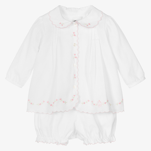 Sarah Louise-Weißes Baby-Shorts-Set aus Baumwolle | Childrensalon